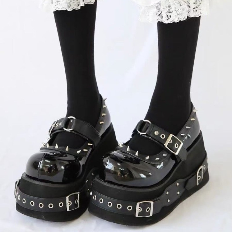 Leather Classic Strap - Shoes for Women Heightened Rivet Belt